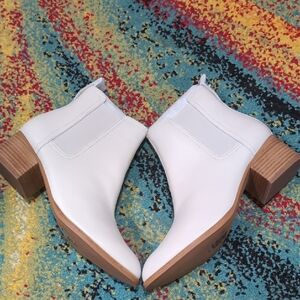 rag & bone White Leather Ankle Booties Block Heel Minimalist Boots EU 37